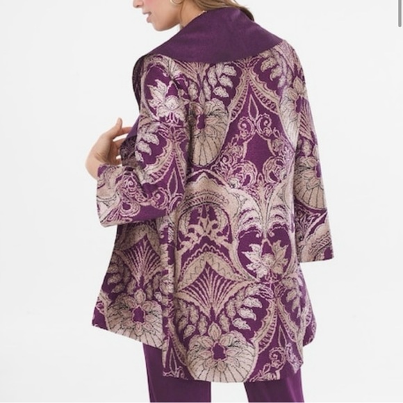 CHICO'S Travelers Crinkle Reversible Mystique Purple light JACKET Size 3 - Picture 3 of 10